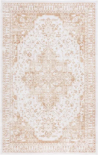 Miniatura 13 de SAFAVIEH Alfombra lavable Arizona Collection – 5 x 8 pies, ovalada, beige y dorado, antideslizante y fácil de limpiar, ideal para sala de estar