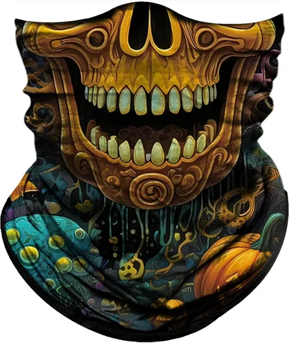 Miniatura 33 de Obacle Bandana máscara facial cuello polaina tubo máscara hombres mujeres para protección solar contra el polvo Bandera de calavera blanca y negra