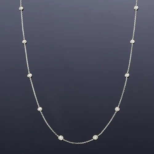 Miniatura 6 de RS Pure by Ross-Simons Diamond Station Necklace in 14kt Gold