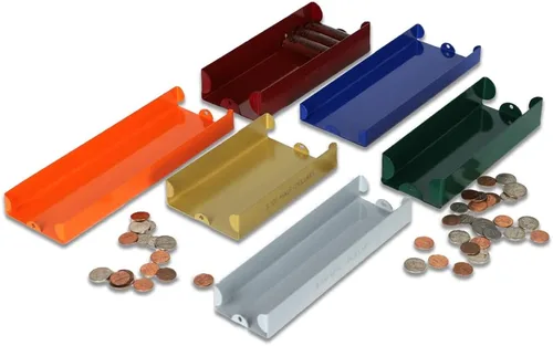 Miniatura 2 de BankSupplies Capacidad apilable del bronceado 100 de la bandeja del dinero del metal de la clasificación de la moneda de medio dólar Buff