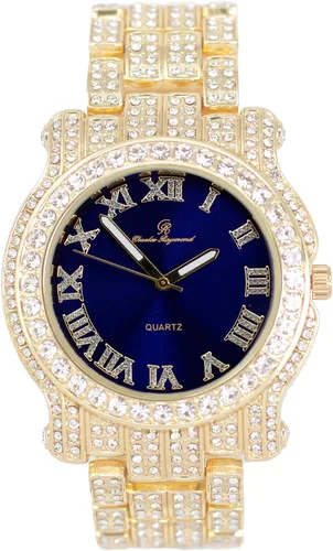 Miniatura 51 de Charles Raymond Bling-ed Out Ultimate Hip Hop Royalty Reloj para hombre con número romano de fácil lectura o indicadores de tiempo de diamantes