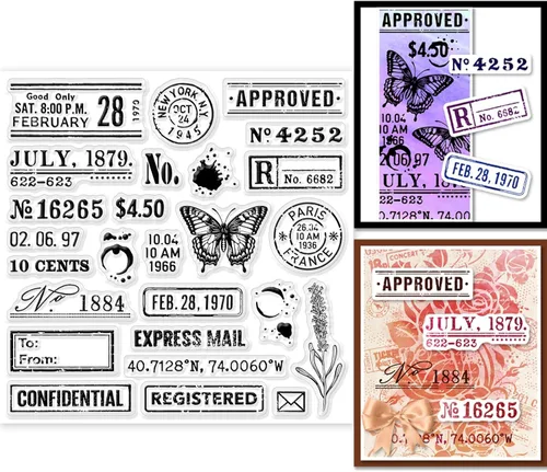 GLOBLELAND Sellos transparentes con matasellos retro para manualidades, álbumes de recortes, vintage, de silicona, transparente, 5.9 x 5.9 in,