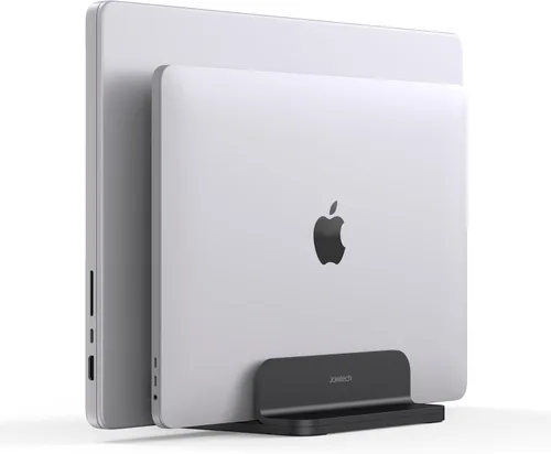 Miniatura 6 de JOKItech Organizador vertical de aluminio doble para laptop, soporte resistente para computadora portátil compatible con Liquid Retina XDR Apple