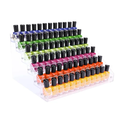 Estante organizador de esmalte de uñas acrílico, soporte de 6 niveles, estante de pintura, estante de esmalte de uñas de gel, organizador de lentes