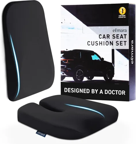 Elmara Cojines de asiento de automóvil diseñados por médicos para conducir, soporte de respaldo de asiento de automóvil, cojín de asiento del