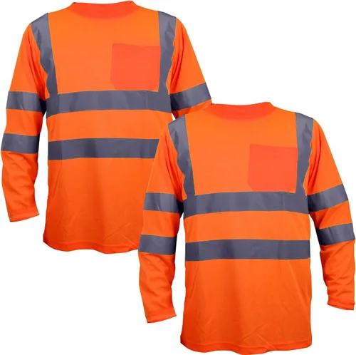 TZ Promise Hi Vis - Camiseta reflectante de seguridad para hombre, manga corta/larga con bolsillo, alta visibilidad clase 3