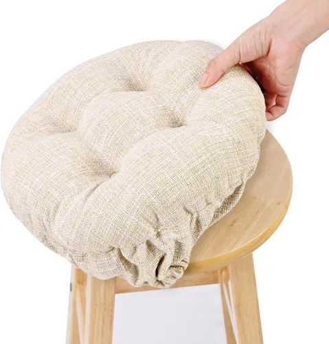 Miniatura 8 de SINOSSO Cojín para taburete de bar moderno de 12 pulgadas de diámetro, diseño entretejido de moda, antideslizante, de silicona, redondo, acolchado