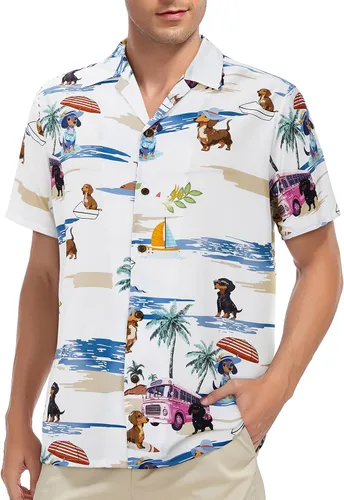 Miniatura 142 de Camisa hawaiana para hombre, con estampado floral, cómoda, con botones, casual, manga corta, ropa de playa para hombre