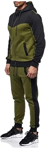 Miniatura 2 de Marine Royal Conjunto deportivo para hombre, con cremallera completa, para correr al aire libre