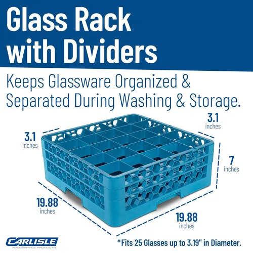 Miniatura 5 de Carlisle FoodService Products OptiClean - Estante de plástico dividido con 25 compartimentos y extensor, color azul (paquete de 3)