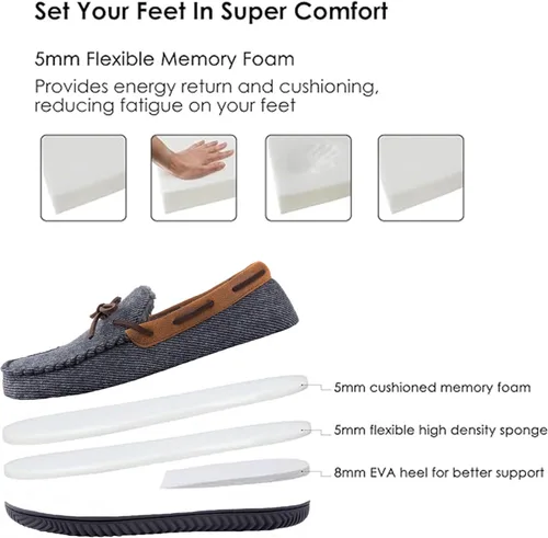 Miniatura 3 de ULTRAIDEAS Men's Austin Moccains Knit Slippers with Tie