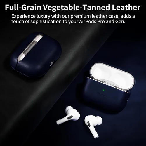Miniatura 2 de Belemay Funda hecha a mano de cuero curtido vegetal de grano completo para AirPods Pro 3ª generación (2025), elegante efecto de dos tonos, pátina