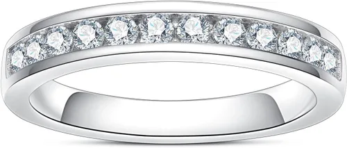 Anillos de eternidad de moissanita, anillos de boda, color D, claridad VVS1, redondo, corte brillante, plata de ley 925, 56 piedras, anillos de