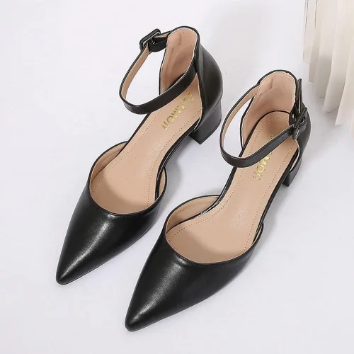 Miniatura 5 de Amoji Zapatos de vestir con tacón de bloque con punta puntiaguda de 2 pulgadas con correa de tobillo 412