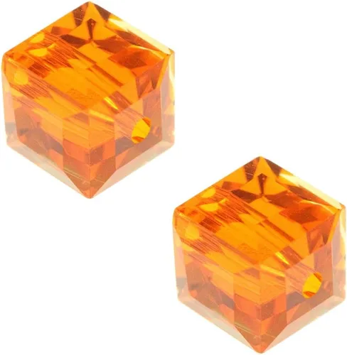 Miniatura 20 de 2 hebras checas de cristal en forma de cubo facetado sueltas cuentas espaciadoras a granel 0.236 in (0.24 pulgadas) Peridot Shimmer (190-196 piezas)