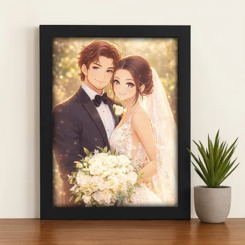 Miniatura 4 de Retrato de anime personalizado de lujo, impresión de retrato de pareja personalizada, retratos de fotos, regalo personalizado para ella, él, esposa