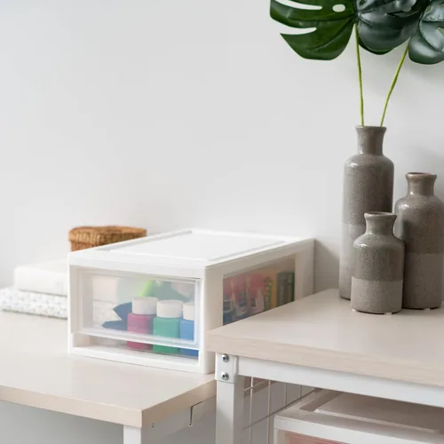 Miniatura 6 de IRIS USA Organizador de almacenamiento de cajones de plástico de 6 cuartos de galón, paquete de 2, unidad apilable con cajón deslizante
