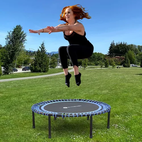 Miniatura 6 de Trampolín de fitness para adultos y niños, trampolín de rebote para interiores, para ejercicios de fitness, con rebote silencioso y seguro