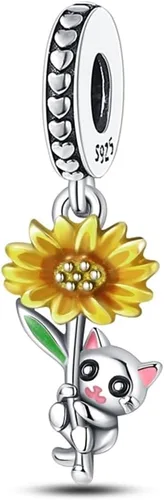 Miniatura 40 de Pulsera y collar de plata de ley 925 con dije de corazón, mariposa, loto, avión, viaje, lindo gato, cuentas, regalo para mujer