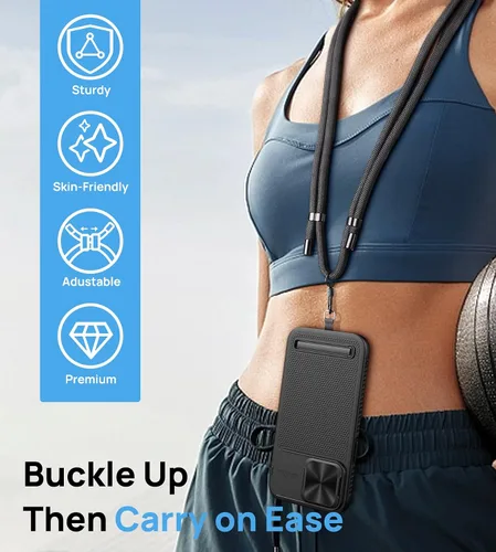 Miniatura 5 de BXYJY Funda para iPhone 16 Pro Max con correa y soporte, cordón cruzado para teléfono para mujeres y hombres, magnética, cubierta de cámara