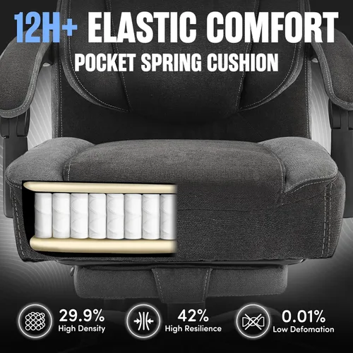Miniatura 5 de Silla de oficina de masaje con reposapiés, sillas de oficina ejecutivas de vibración y calor de 6 puntos, silla de computadora ergonómica