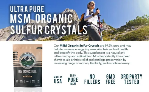 Miniatura 5 de Cristales de azufre orgánico MSM de No Boundaries Health and Wellness - Suplemento de salud totalmente natural, suplemento de salud premium: 99.9%