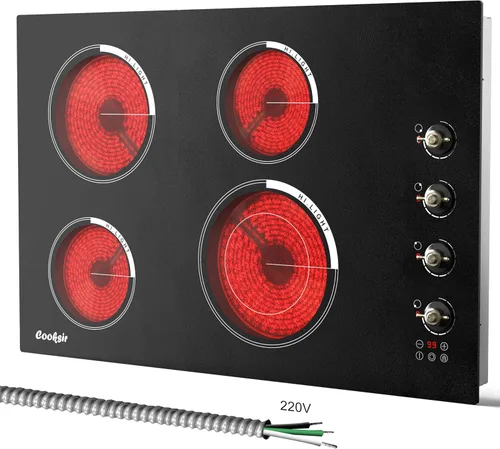 Miniatura 11 de Estufa eléctrica de 2 quemadores de 12 pulgadas, encimera eléctrica incorporada de 3000 W, estufa eléctrica radiante con 9 niveles de potencia