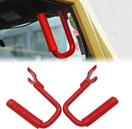 Miniatura 2 de Barras de Agarre Frontales de Acero para 1997-2006 Jeep Wrangler TJ, 97-06 Jeep Wrangler TJ de 2 y 4 Puertas, Barra de Agarre Super Duty, Rojo