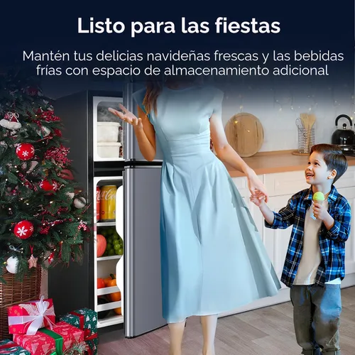 Miniatura 8 de Anypro Refrigerador de 2.9 pies cúbicos con congelador, refrigerador de doble puerta con control de temperatura de 7 niveles, luz LED, estantes