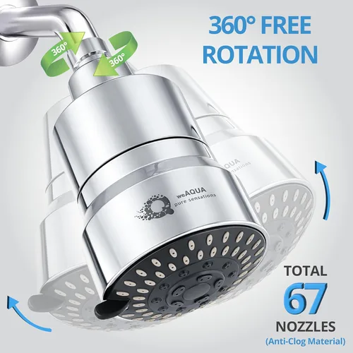 Miniatura 7 de weAQUA Cabezal de ducha filtrado resistente – 5 modos de pulverización de alta presión, recomendado por dermatólogos para piel y cabello más suaves