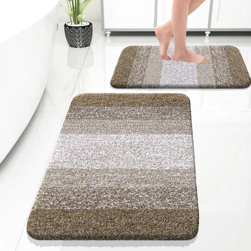 Miniatura 16 de OLANLY Juego de 2 alfombras de baño de microfibra suave y absorbente, antideslizantes, se pueden lavar y secar a máquina, alfombras de baño peludas