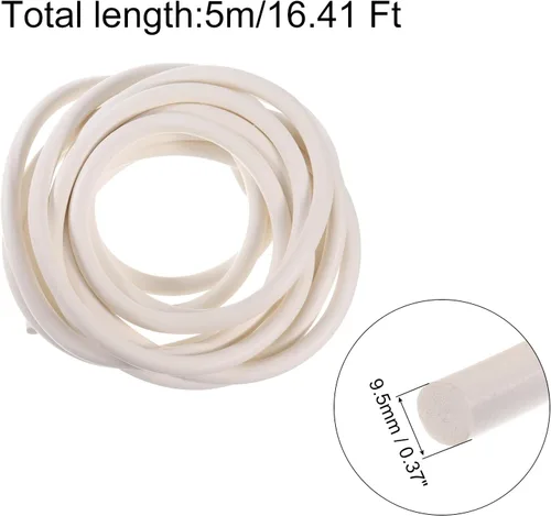 Miniatura 2 de uxcell Tira de sellado de espuma de silicona, 0.374 in (0.37 pulgadas) de diámetro 16.4 ft (16.41 pies) de largo, esponja de goma, tira redonda