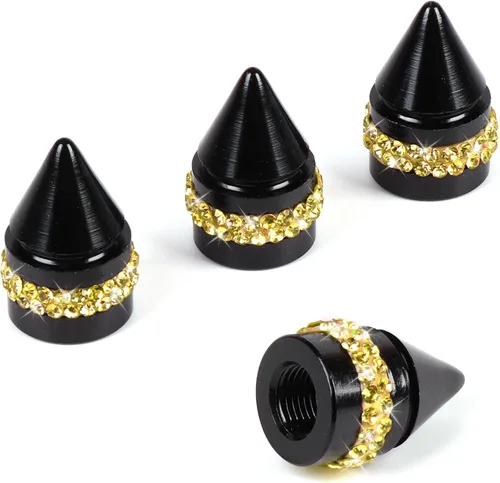 Miniatura 9 de ToBeQueen Bling - Tapones de válvula de neumático rojos, 4 unidades, hechos a mano, con cristales de diamantes de imitación, universales, a prueba