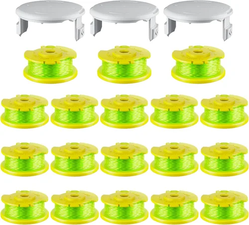 21 cuerdas de repuesto AC80RL3 compatibles con Ryobi One Plus+, 0.080 pulgadas de diámetro Refll y tapa de cubierta AC14HCA para recortadoras