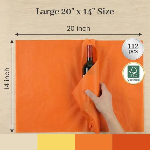 Miniatura 4 de Koogel 112 hojas de papel de seda naranja, papel de seda amarillo de 20 x 14 pulgadas para bolsas de regalo, manualidades, decoración de envoltura