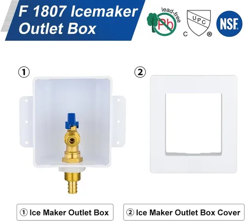 Miniatura 4 de EFIELD Caja de salida para máquina de hielo premium, entrada Pex de crimpado de 1/2 pulgada con válvula de bola de 1/4 vuelta instalada (Pex Crimp)