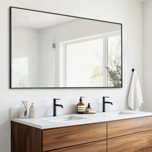 Miniatura 19 de Antok Espejo de baño con marco de metal negro de 22 x 30 pulgadas, espejo de pared con esquinas redondas, espejo de tocador para sobre el fregadero