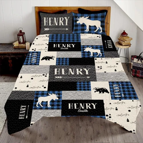 Miniatura 11 de ENCYCOM Edredón personalizado de oso bosque, edredón de animales del bosque, mejor juego de edredón decorativo único para cama colgante en la pared