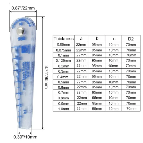 Miniatura 3 de 1 paquete de medidores de plástico de 0.002-0.039 in de grosor, herramientas de medición 13 en 1 para medir el espacio