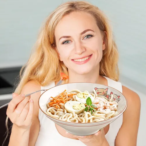 Miniatura 5 de NJCHARMS Juego de 2 cuencos de cerámica para ramen, cuencos de sopa de fideos japoneses de 42 onzas con cucharas y palillos para sopa de ramen