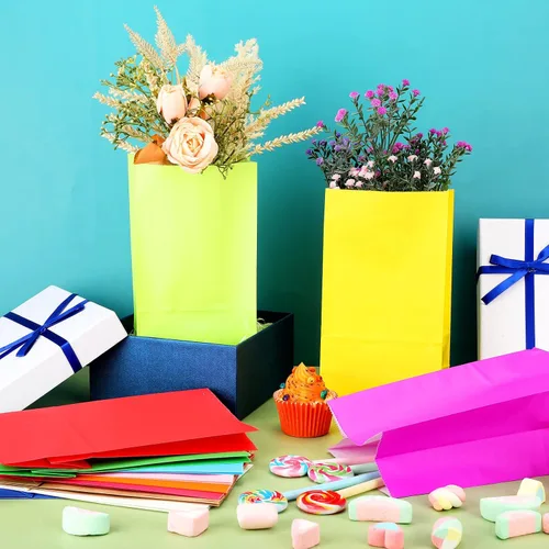 Miniatura 3 de Zhehao 120 bolsas envueltas de color sólido para fiestas, 12 colores, pequeñas bolsas de papel de regalo para cumpleaños, baby shower, boda