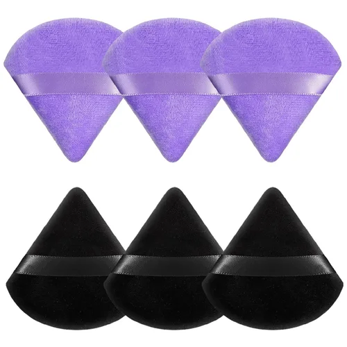 Miniatura 12 de 6 Piezas Borla de Polvo Triangular Esponja de Maquillaje Suave Borla de Maquillaje para Polvo Facial Base Cosmética Esponja Herramienta