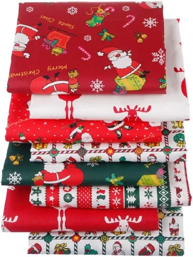8 cuadrados de tela de algodón de 20 x 20 pulgadas, paquetes de tela gruesa para manualidades, costura, acolchados, manualidades (Navidad)