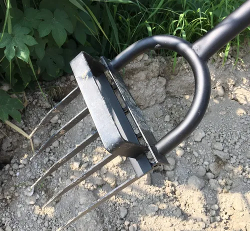 Miniatura 3 de Horquilla resistente de 5 dientes para jardinería - Horquilla de excavación de mango largo, garra desmalezadora de jardín