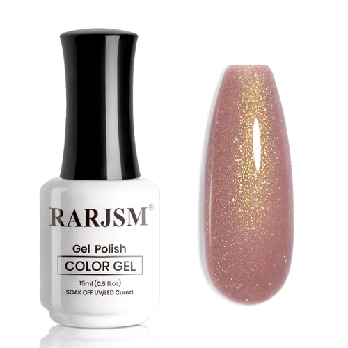 Miniatura 31 de RARJSM Esmalte de Uñas en Gel Rosa con Purpurina Nude, Rosa Brillante con Pigmento Dorado Brillante, Esmalte de Uñas en Gel Gelatinoso Transparente