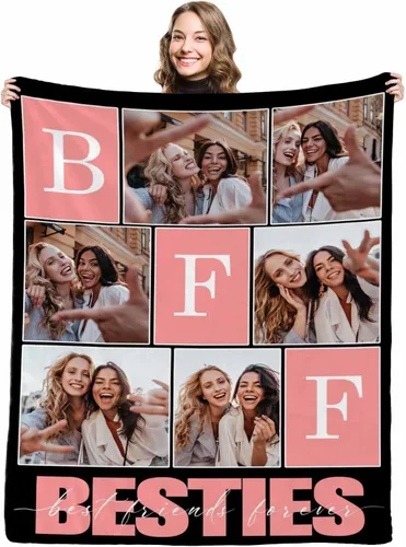 Miniatura 18 de Manta de collage de fotos personalizada con mensaje de amor y nombres, manta suave para niñas y hermanas, sofá cama, 30 x 40 pulgadas