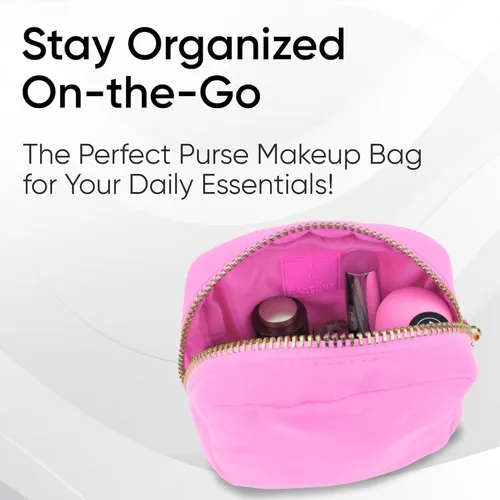 Miniatura 4 de DANCOUR Bolsas de maquillaje de nailon para mujer, bolsa grande de aseo de viaje, bolsa de cosméticos, organizador de maquillaje Rosa claro