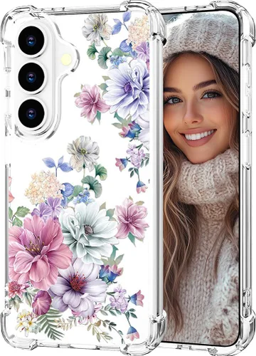 Miniatura 127 de Hungo Funda compatible con Samsung Galaxy S23 con diseño floral y bonito diseño transparente, femenino para mujeres y niñas, con hermoso clavel
