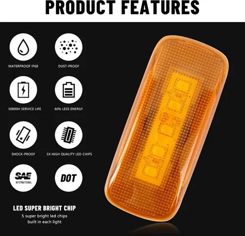 Miniatura 3 de Luces LED de marcador lateral de guardabarros de cama trasera para camiones Dodge 2010-2017 y Ram 2011-2016 Dually de doble rueda, guardabarros