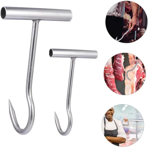 Miniatura 9 de 2 ganchos de carne en forma de t ganchos de acero inoxidable para mataderos carnicerías
